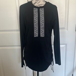 Lands' End Black Tunic with White Lace Accent